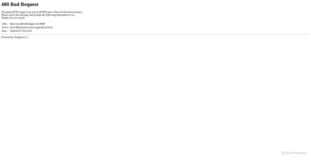Security scan screenshot of https://ctr.allfootballapp.com
