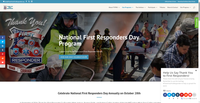 Security scan screenshot of https://thankyoufirstresponder.org/our-programs/national-first-responder-day/