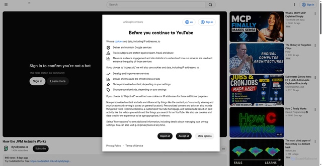 Security scan screenshot of https://www.youtube.com/watch?v=bF28LFPjFsI