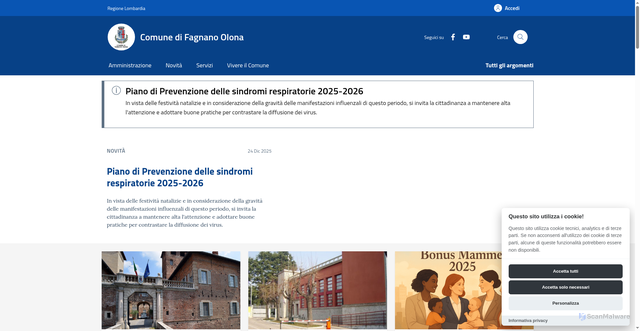 Security scan screenshot of https://comune.fagnanoolona.va.it:443/