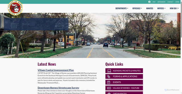 Security scan screenshot of https://www.villageofromeomi.gov/