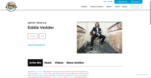 Security scan screenshot of https://mokbpresents.com/artist/eddie-vedder/