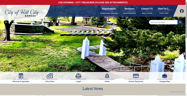 Security scan screenshot of https://www.cityofhillcityks.gov/