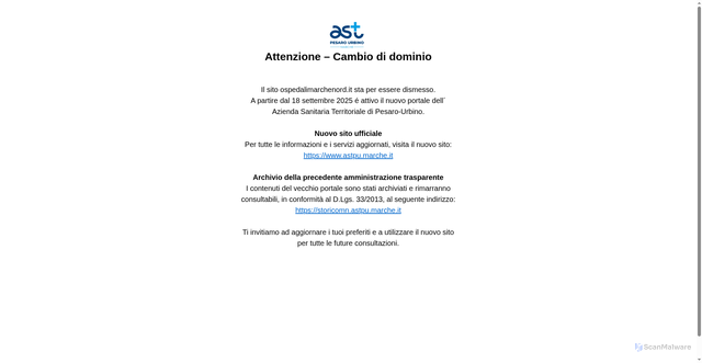 Security scan screenshot of www.ospedalimarchenord.it