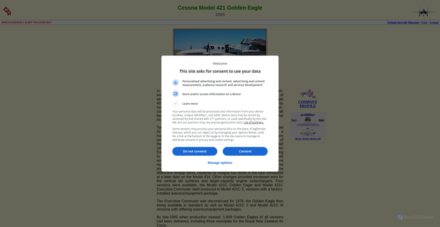 Security scan screenshot of http://www.aviastar.org/air/usa/cessna_421.php