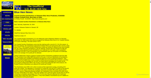 Security scan screenshot of http://www.bluehenfootball.com/press2.htm