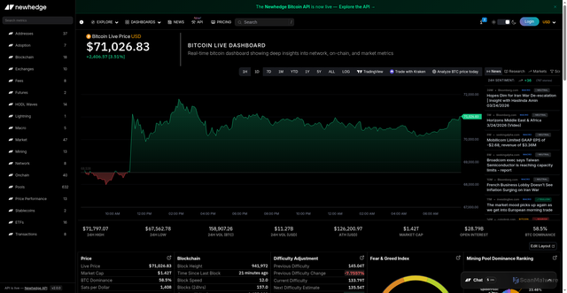 Security scan screenshot of https://newhedge.io/bitcoin