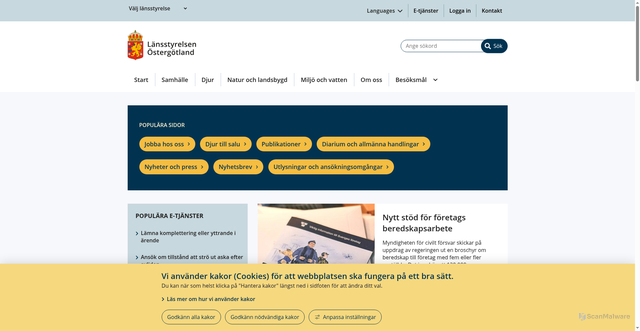 Security scan screenshot of https://www.lansstyrelsen.se/ostergotland