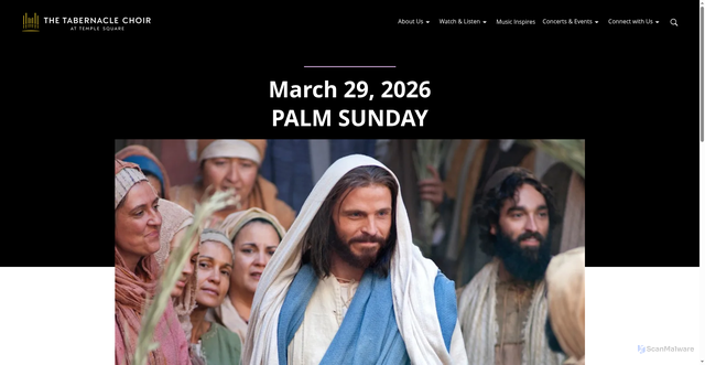 Security scan screenshot of https://www.thetabernaclechoir.org/march-29-2026-palm-sunday?lang=eng