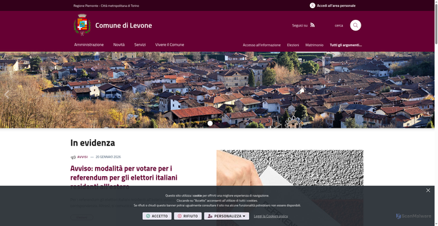 Security scan screenshot of https://www.comune.levone.to.it/it-it/home