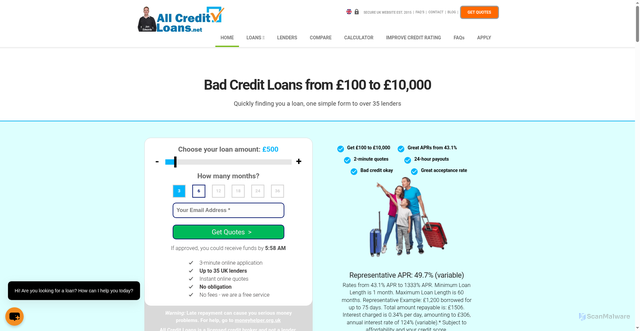 Security scan screenshot of https://www.staging.allcreditloans.net/