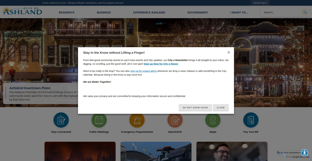 Security scan screenshot of https://ashlandoregon.gov/