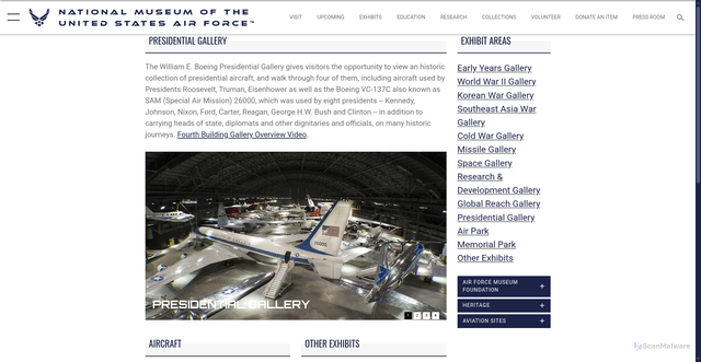 Security scan screenshot of https://www.nationalmuseum.af.mil/Visit/Museum-Exhibits/Presidential-Gallery/