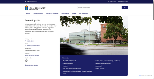 Security scan screenshot of https://www.domstol.se/solna-tingsratt/