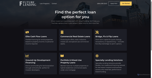 Security scan screenshot of https://futurelending.secure-engine.com/loan-programs/