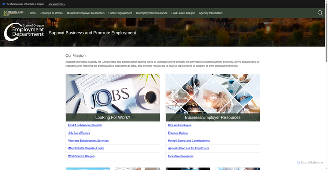 Security scan screenshot of https://empportal.emp.state.or.us