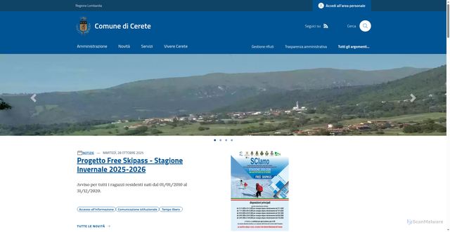 Security scan screenshot of https://www.comune.cerete.bg.it/