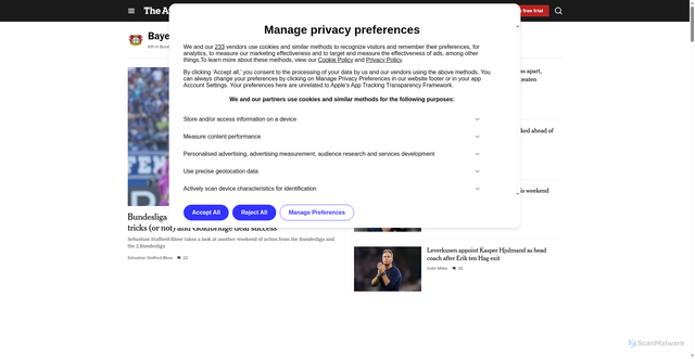 Security scan screenshot of https://www.nytimes.com/athletic/football/team/leverkusen/