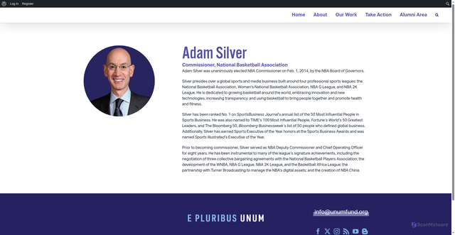 Security scan screenshot of https://www.unumfund.org/adam-silver/