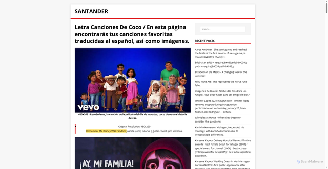 Security scan screenshot of https://dersentak.pages.dev/post/letra-canciones-de-coco/
