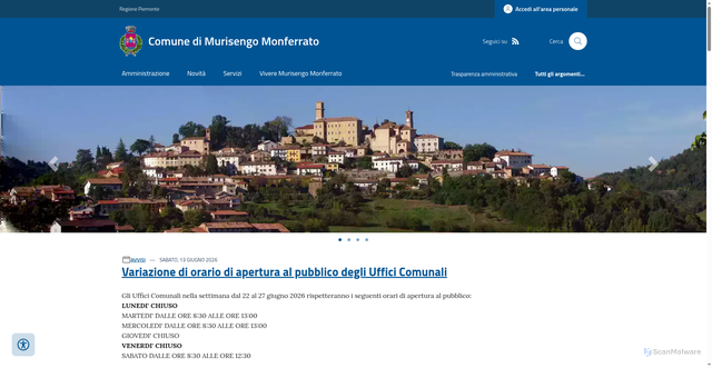 Security scan screenshot of https://www.comune.murisengo.al.it