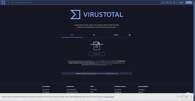 Security scan screenshot of https://Virustotal.com