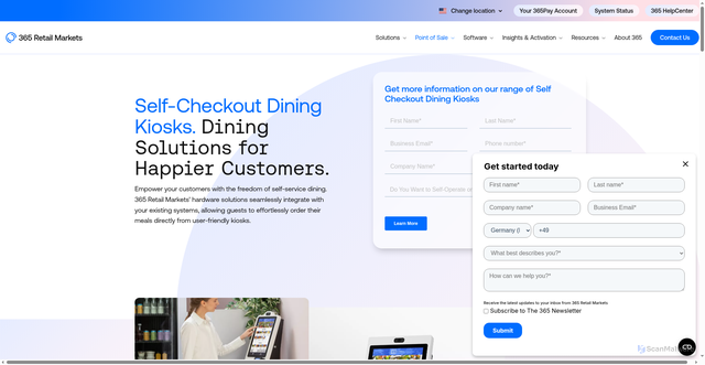 Security scan screenshot of https://365retailmarkets.com/self-checkout-dining-kiosk