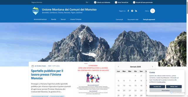 Security scan screenshot of https://www.unionemonviso.it/