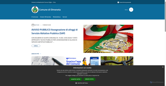 Security scan screenshot of https://www.comune.olmeneta.cr.it