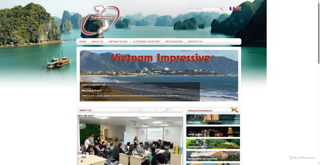 Security scan screenshot of https://impressivetravelvietnam.com/about_us.html