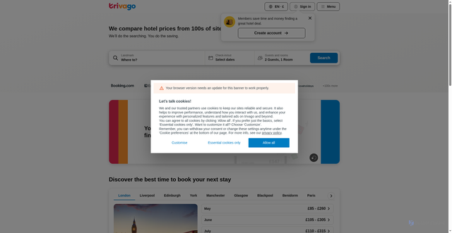 Security scan screenshot of https://trivago.co.uk