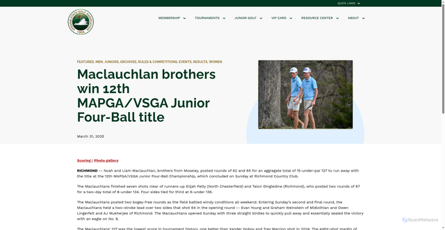 Security scan screenshot of https://vsga.org/blog/maclauchlan-brothers-win-12th-mapga/vsga-junior-four-ball-title
