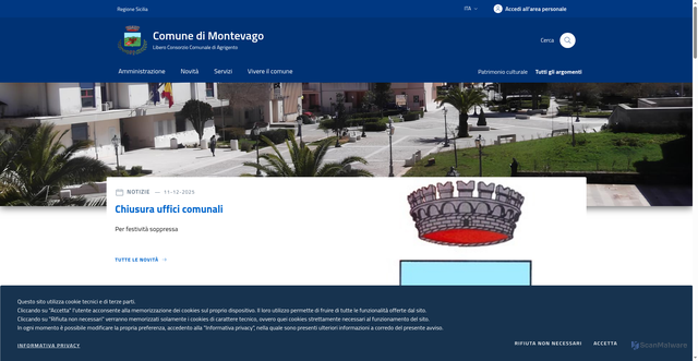 Security scan screenshot of https://www.comune.montevago.ag.it/