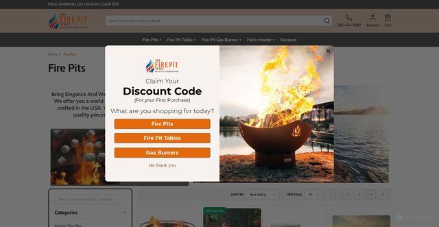 Security scan screenshot of https://www.thefirepitstore.com/fire-pits/?srsltid=AfmBOooG5iJX94vK0oEdFip6wec6gRWSX-D-tasWXDUtUyHYMXFQ48Fd