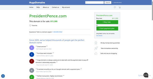Security scan screenshot of https://www.presidentpence.com/