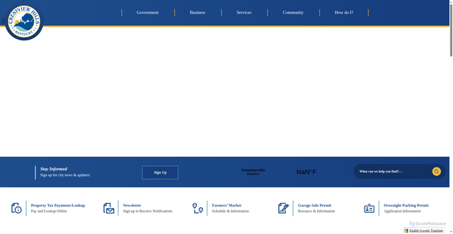Security scan screenshot of https://crestviewhills.gov/