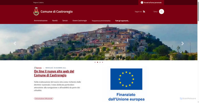 Security scan screenshot of https://www.comune.castroregio.cs.it/