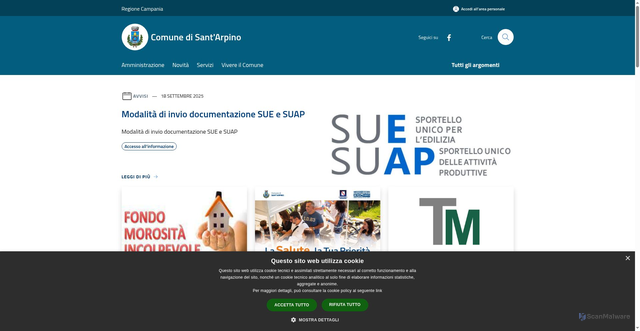 Security scan screenshot of https://www.comune.santarpino.ce.it/it