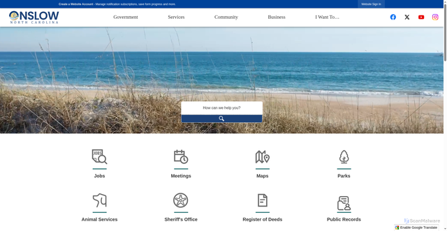 Security scan screenshot of https://www.onslowcountync.gov/