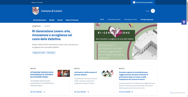 Security scan screenshot of https://comune.lovero.so.it/