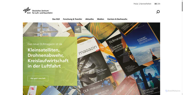 Security scan screenshot of https://www.dlr.de/de