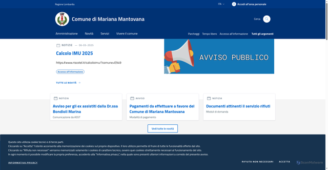 Security scan screenshot of https://www.comune.mariana.mn.it/