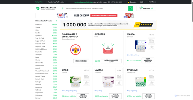 Security scan screenshot of http://6pills.com