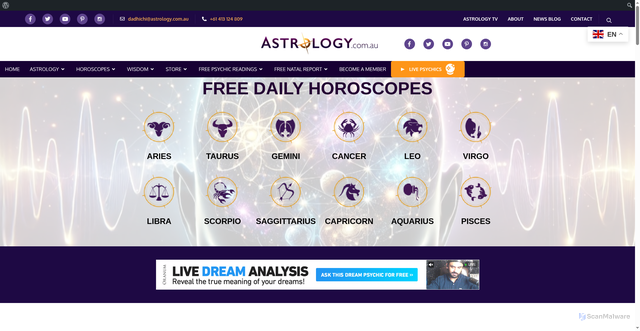 Security scan screenshot of https://astrology.com.au/