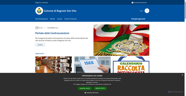 Security scan screenshot of https://www.comune.bagnolosanvito.mn.it/it