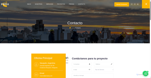Security scan screenshot of https://proa-website.pages.dev/contacto
