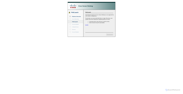 Security scan screenshot of https://connect2.bc.corpvpnsvcs.com