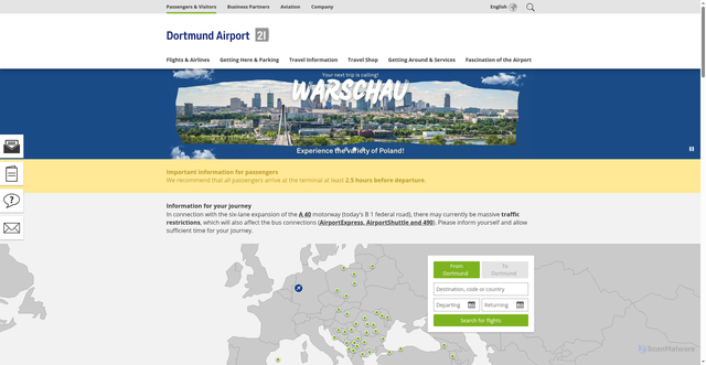 Security scan screenshot of https://www.dortmund-airport.com/