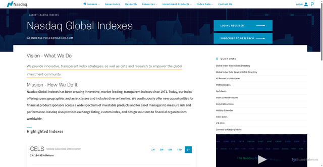 Security scan screenshot of https://indexes.nasdaqomx.com