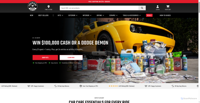 Security scan screenshot of https://www.chemicalguys.com